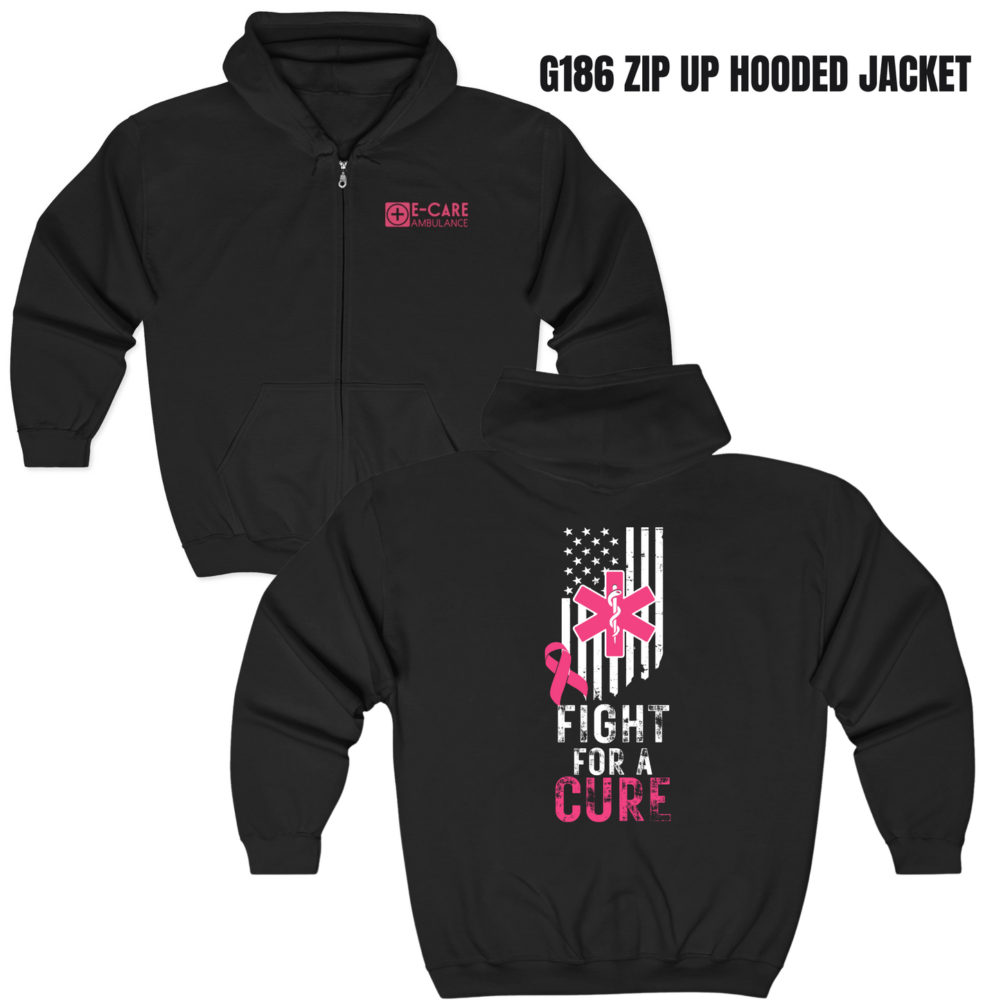E-CARE Ambulance Fight for a Cure Zip Up Hoodie – Breast Cancer Awareness