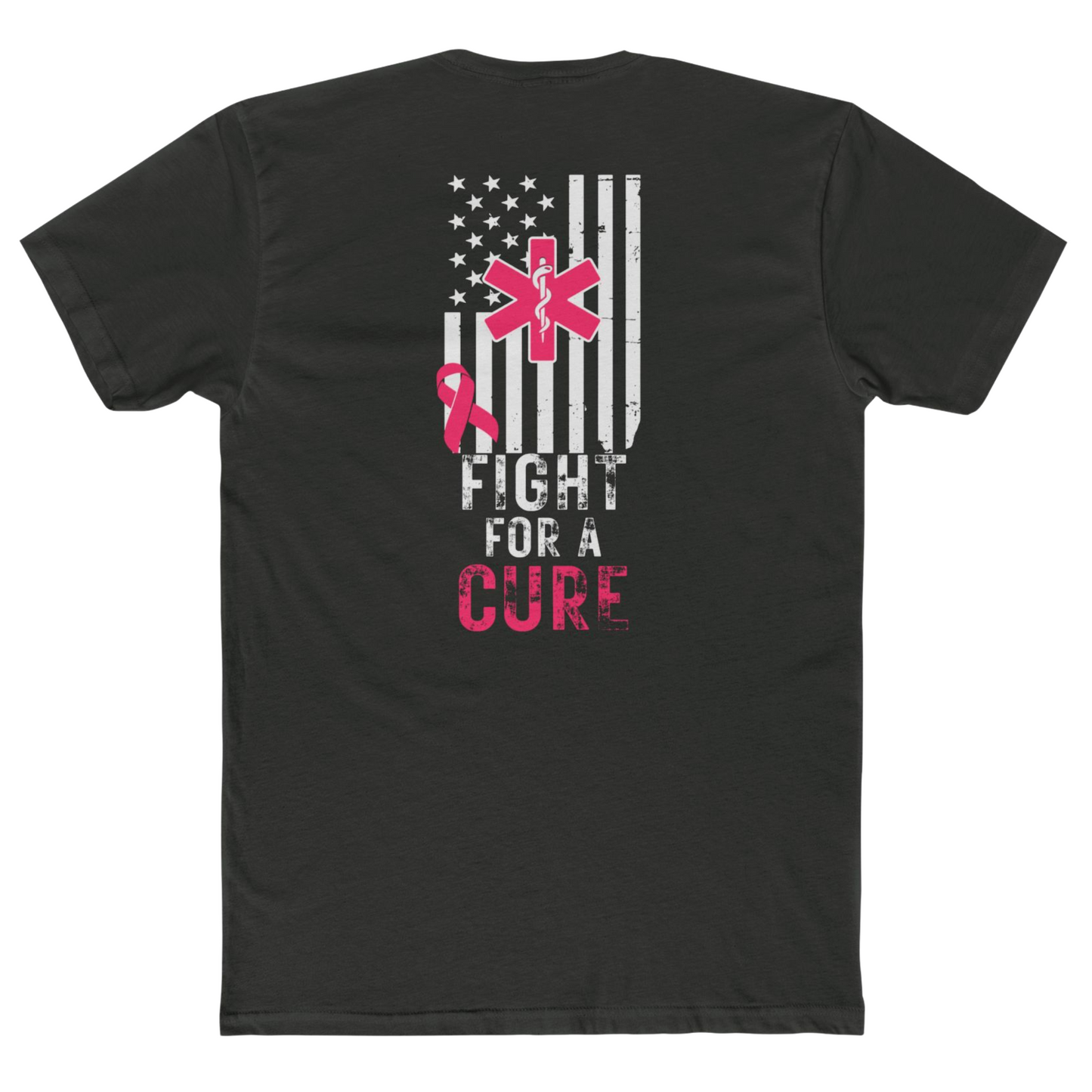 EMS Paramedic Pink Ribbon Flag Shirt – Breast Cancer Awareness Distressed American Flag Tee