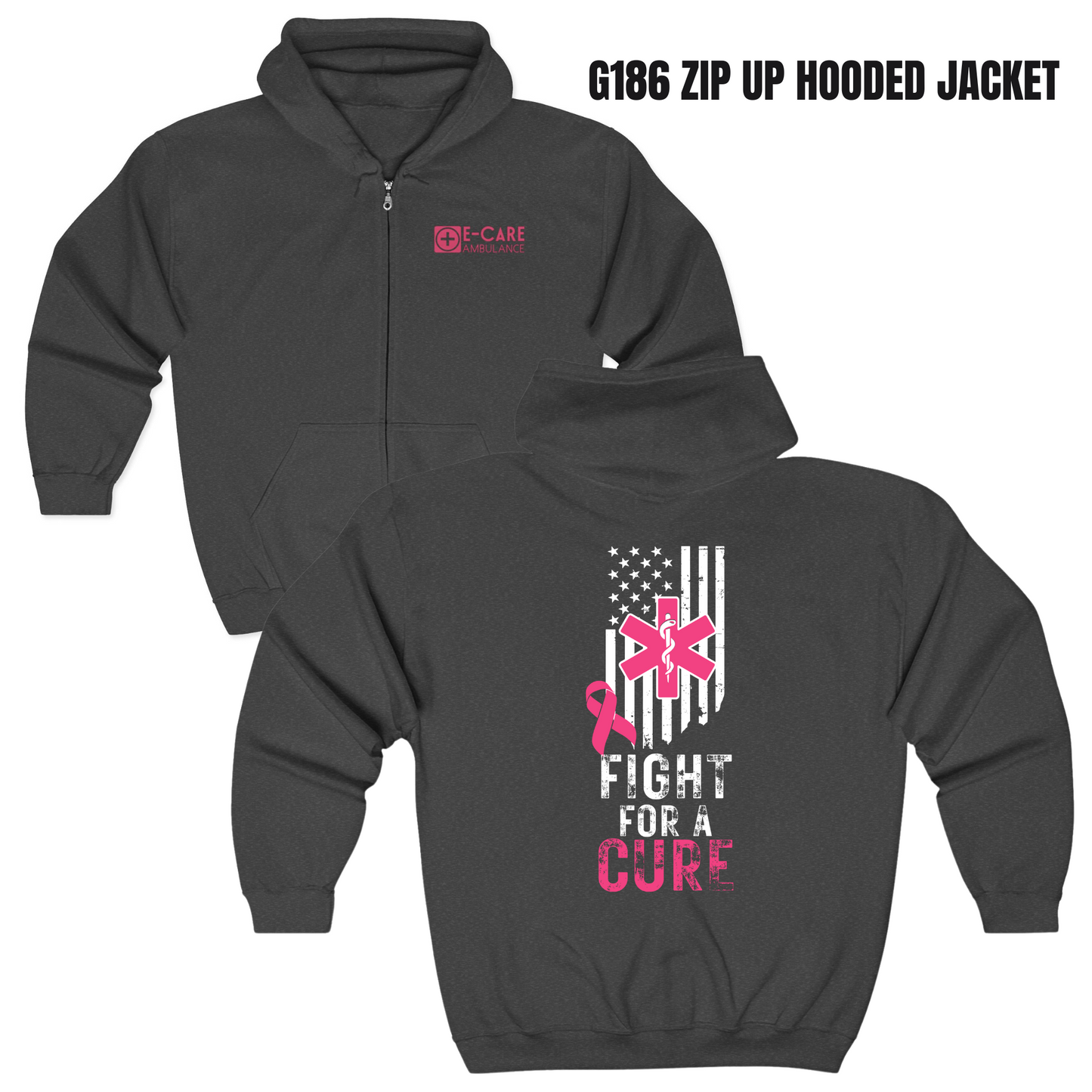 E-CARE Ambulance Fight for a Cure Zip Up Hoodie – Breast Cancer Awareness
