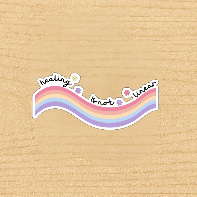 Healing Is Not Linear Mental Health Die-Cut Stickers – Encouraging Healthcare Decals for Mental Wellness