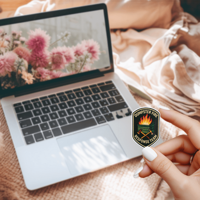 Dumpster Fire Sticker – Funny Patch Style Vinyl Decal for Nurses, EMTs, Firefighters & Healthcare Workers, Laptop & Water Bottle Humor