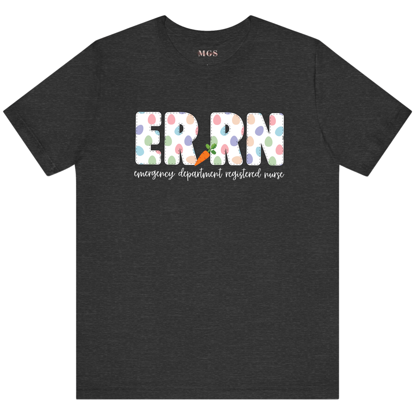 Emergency Department RN Easter Tee – Festive Healthcare Shirt for ER Registered Nurses Dark Grey