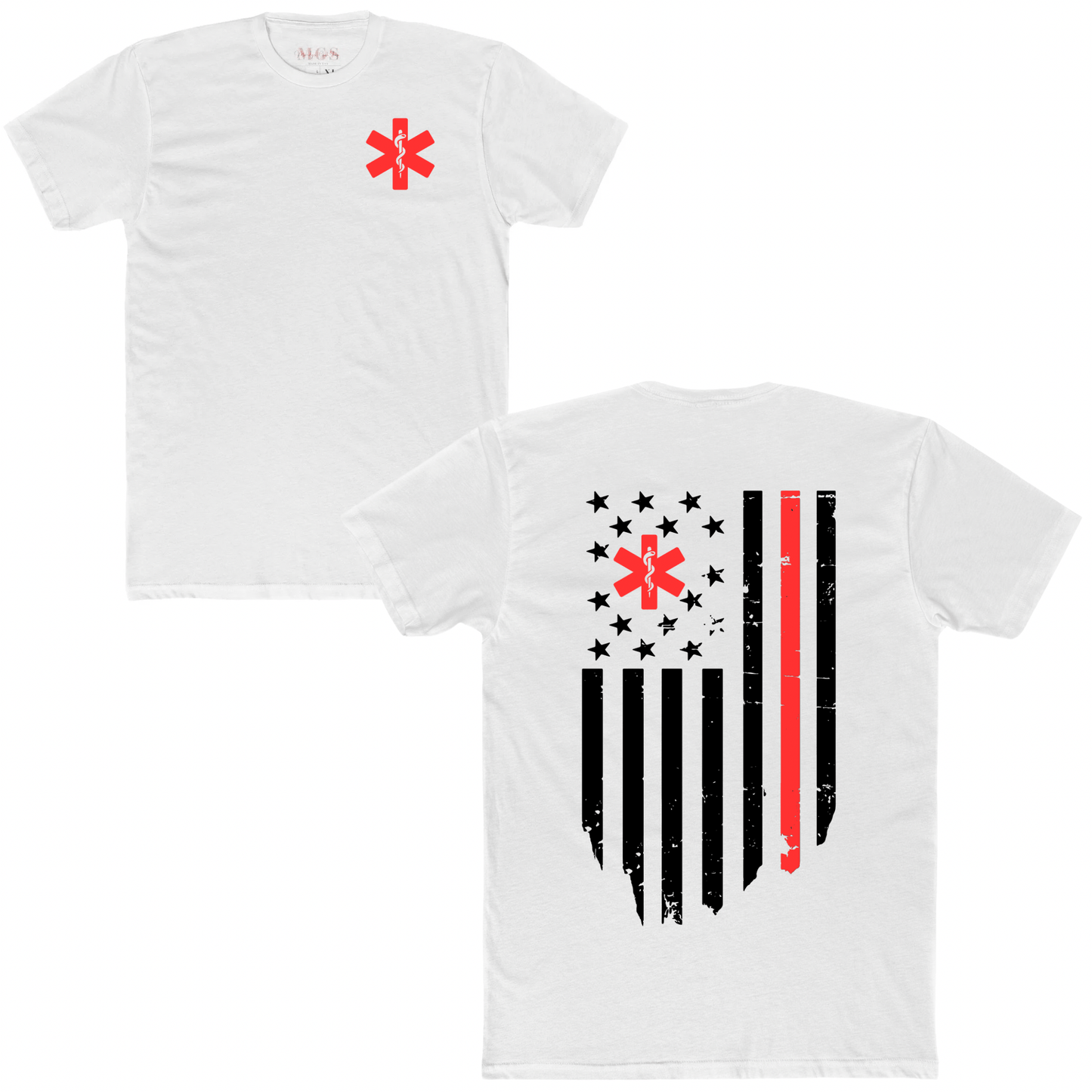First Responders American Flag EMS Unisex T-Shirt – Patriotic EMS Apparel for Paramedics & EMTs White