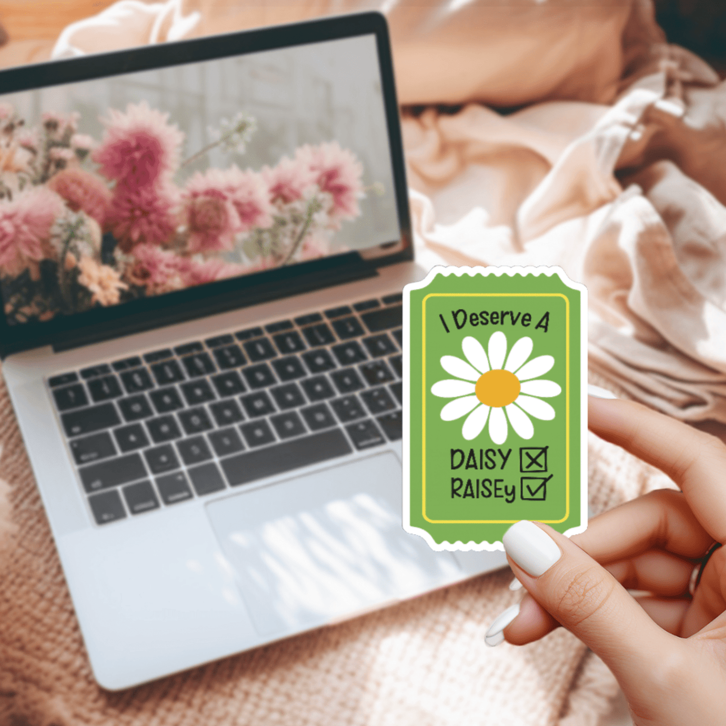 I Deserve a Raise Sticker – Funny Nurse Sticker, Daisy Flower Sticker, Healthcare Appreciation Gift, Medical Worker Vinyl Die Cut Decal, Laptop & Water Bottle Sticker