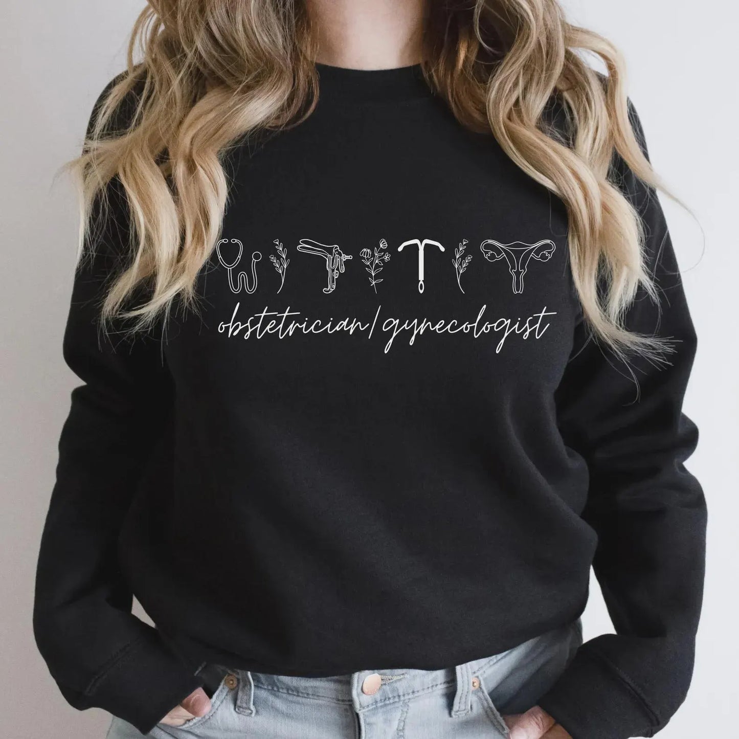 OB/GYN Crewneck Sweatshirt for Women – Cozy Medical Pullover for Obstetricians & Gynecologists