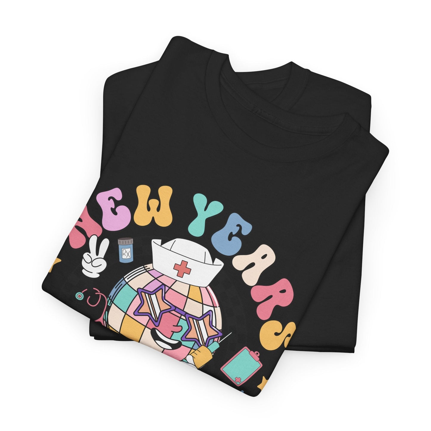 New Year’s Nurse Crew Shirt | Funny RN New Year Tee | Nurse Disco Ball Graphic T-Shirt | Healthcare Worker Celebration Shirt