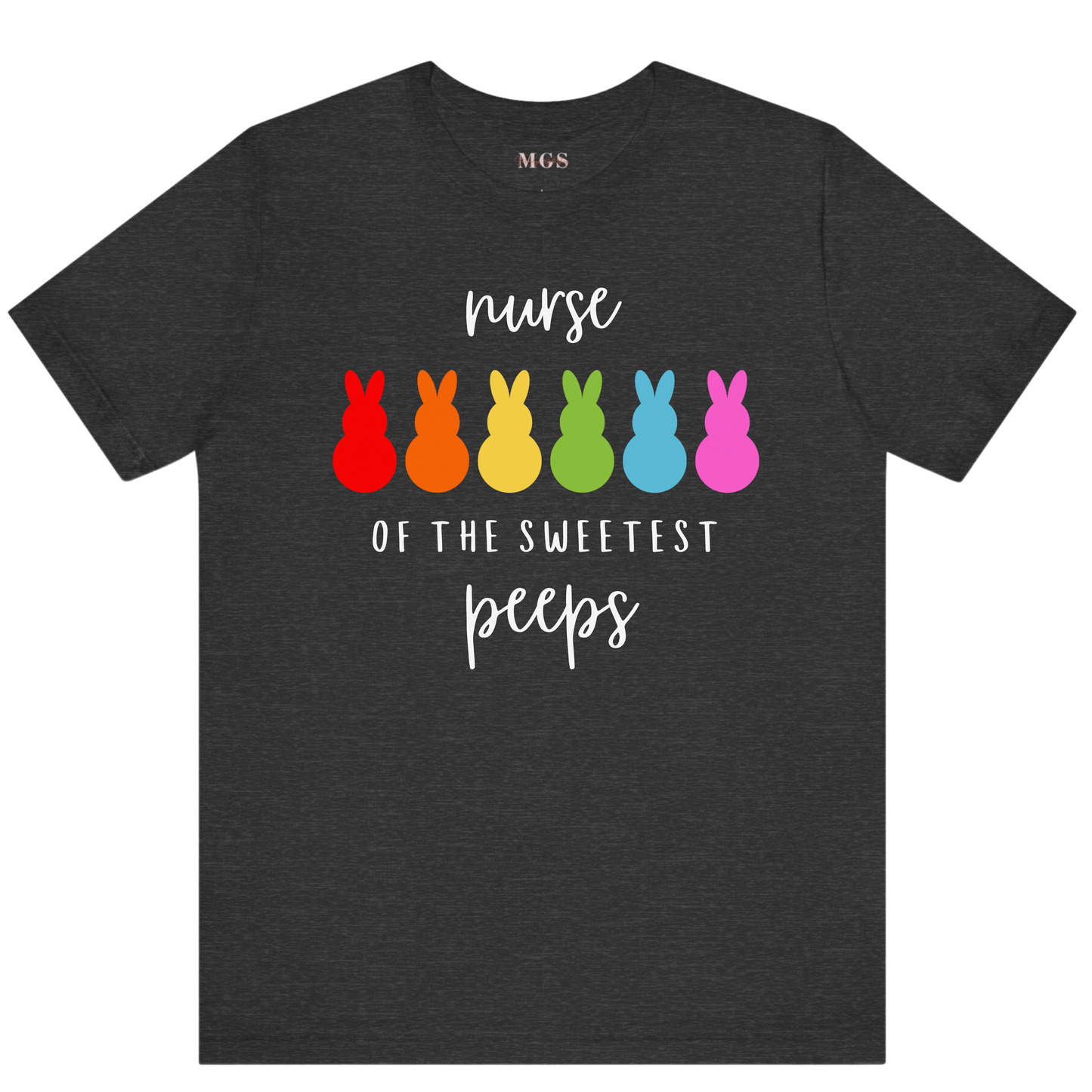 Nurse of the Sweetest Peeps Medical Easter Tee – Cute & Festive Healthcare Shirt for Nurses Dark Grey