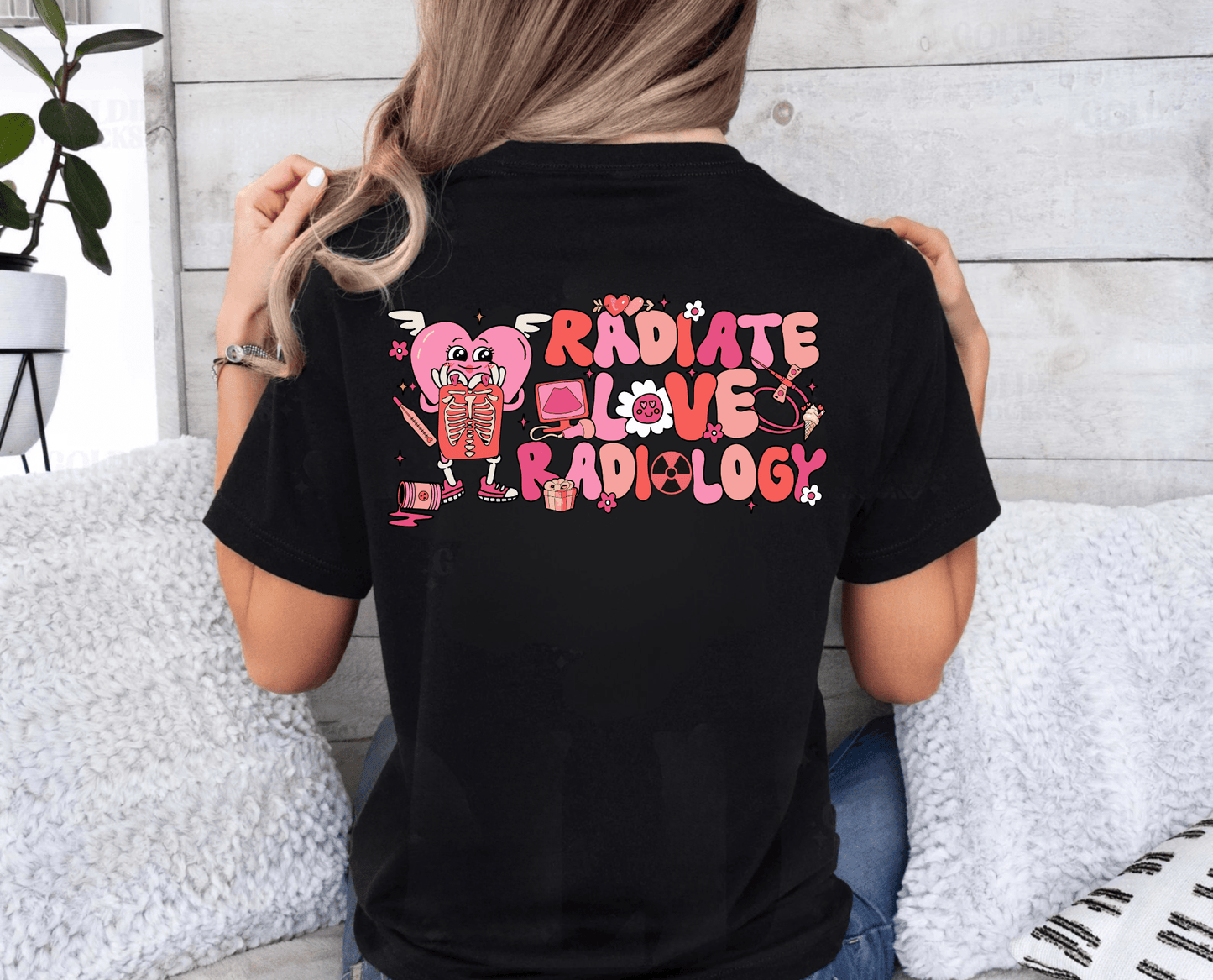Radiate Love Radiology Valentine’s Day T-Shirt – Charming Healthcare Apparel for Radiologists