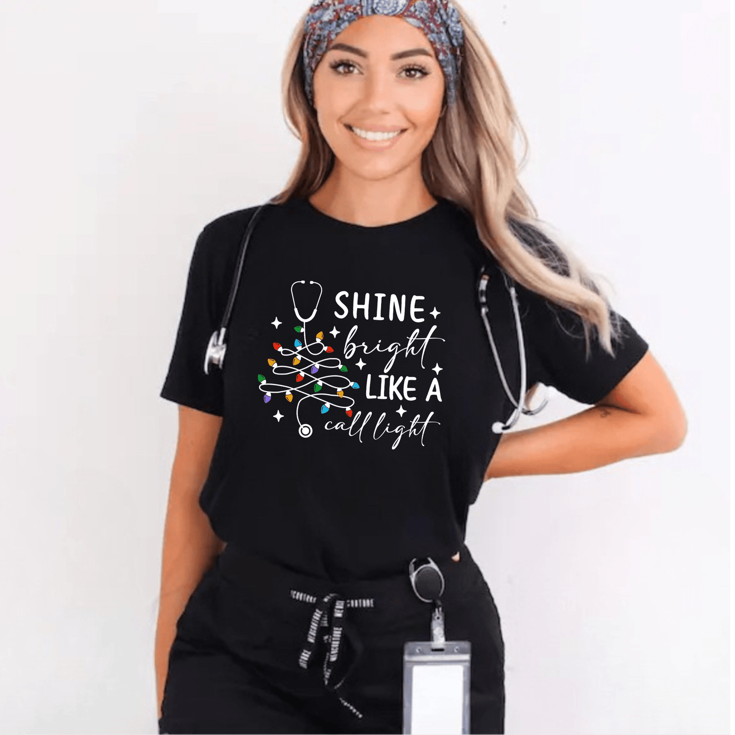 Shine Bright Like a Call Light Shirt – Funny Nurse Tee for Healthcare Workers, CNAs & Medical Staff
