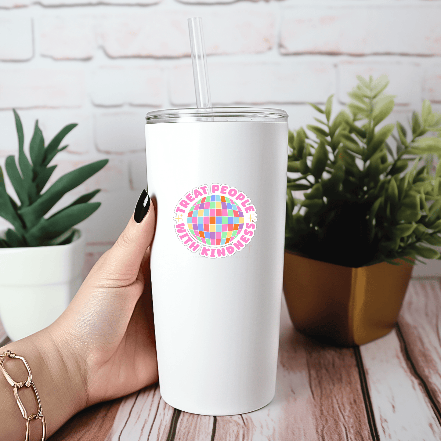 Treat Everyone With Kindness Retro Disco Die-Cut Sticker – Positive Healthcare Accessory for Nurses & Professionals