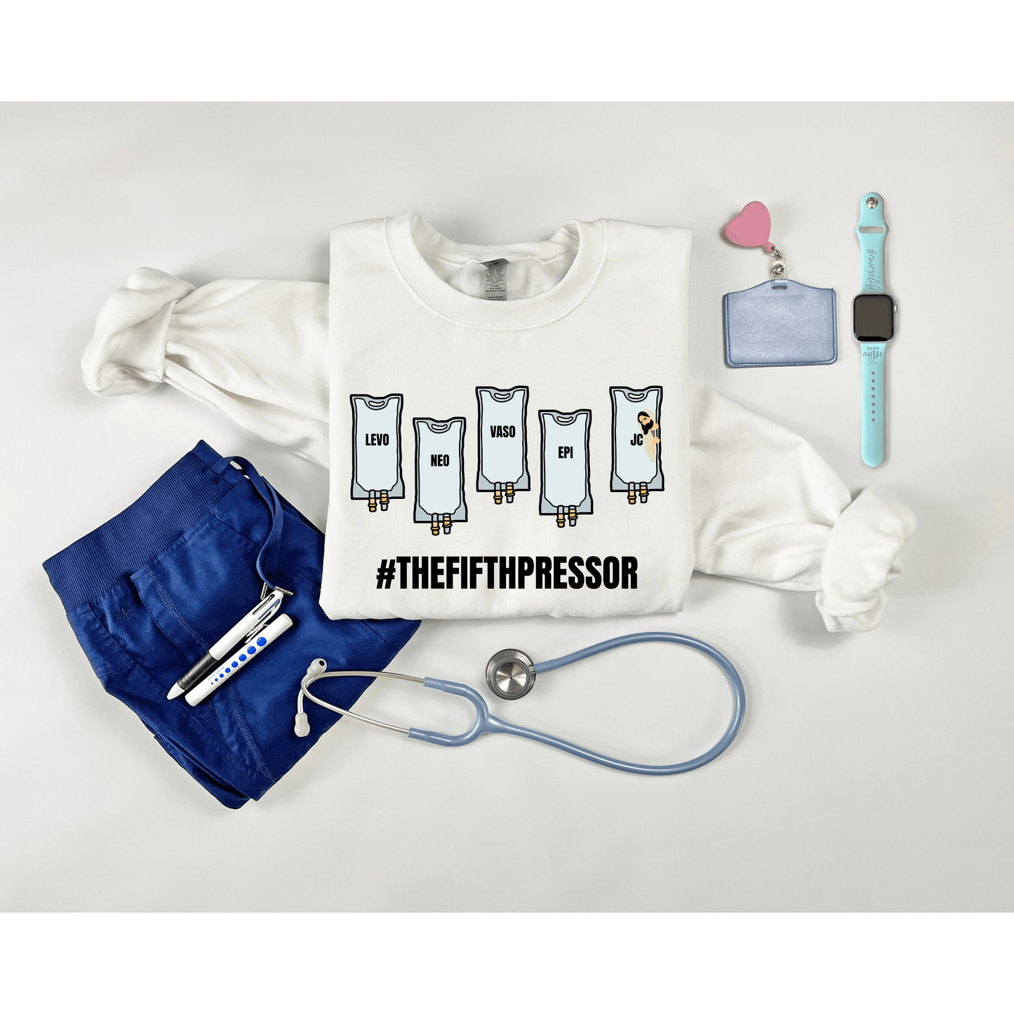 Unisex #FifthPressor T-Shirt - Funny IV Bag Pressor Medications | Medical Humor Tee for Paramedics & Healthcare Workers