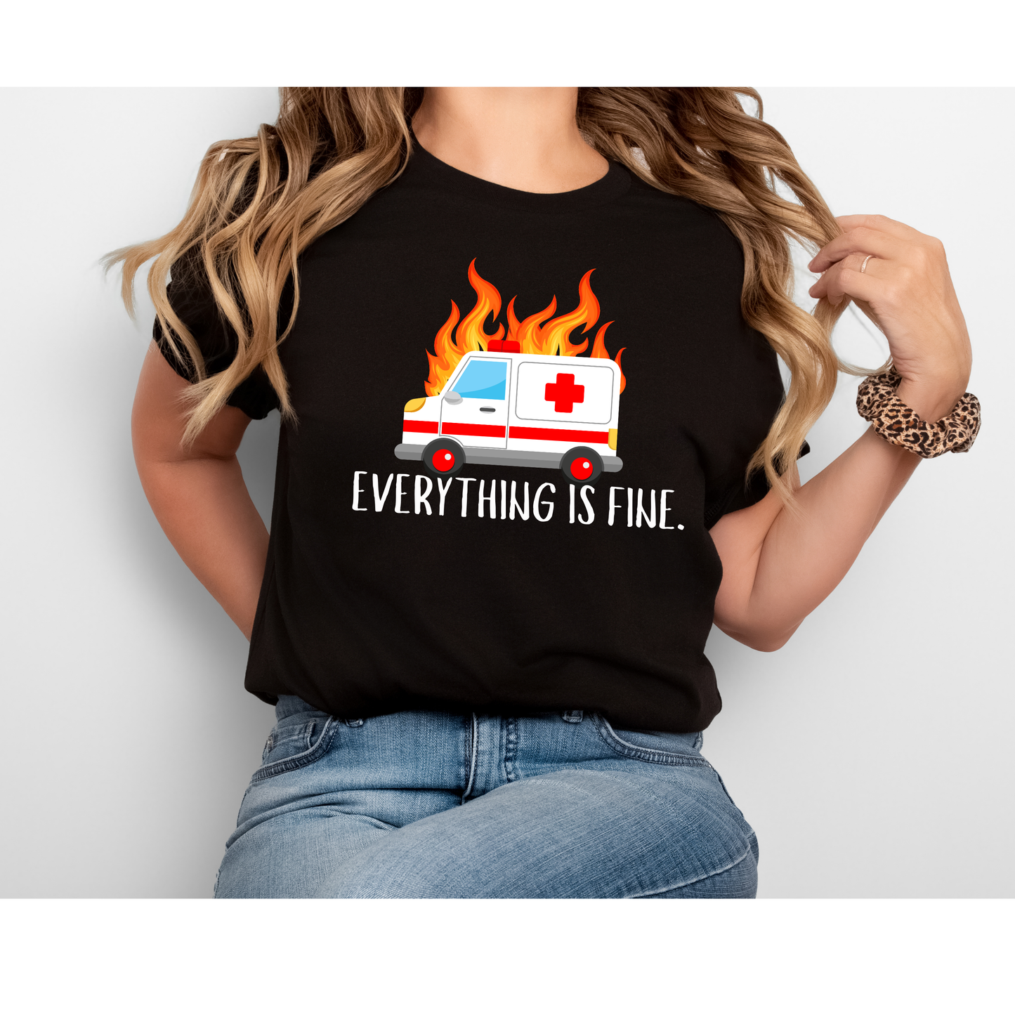 Everything is Fine First Responder Unisex Adult T-Shirt – Funny & Relatable EMS Apparel