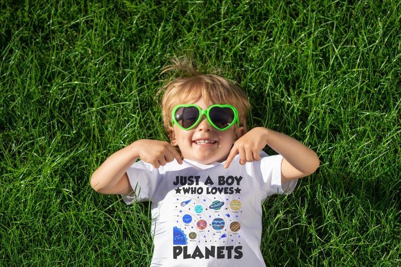 Just A Boy Who Loves Planets Solar System Spacer Tee