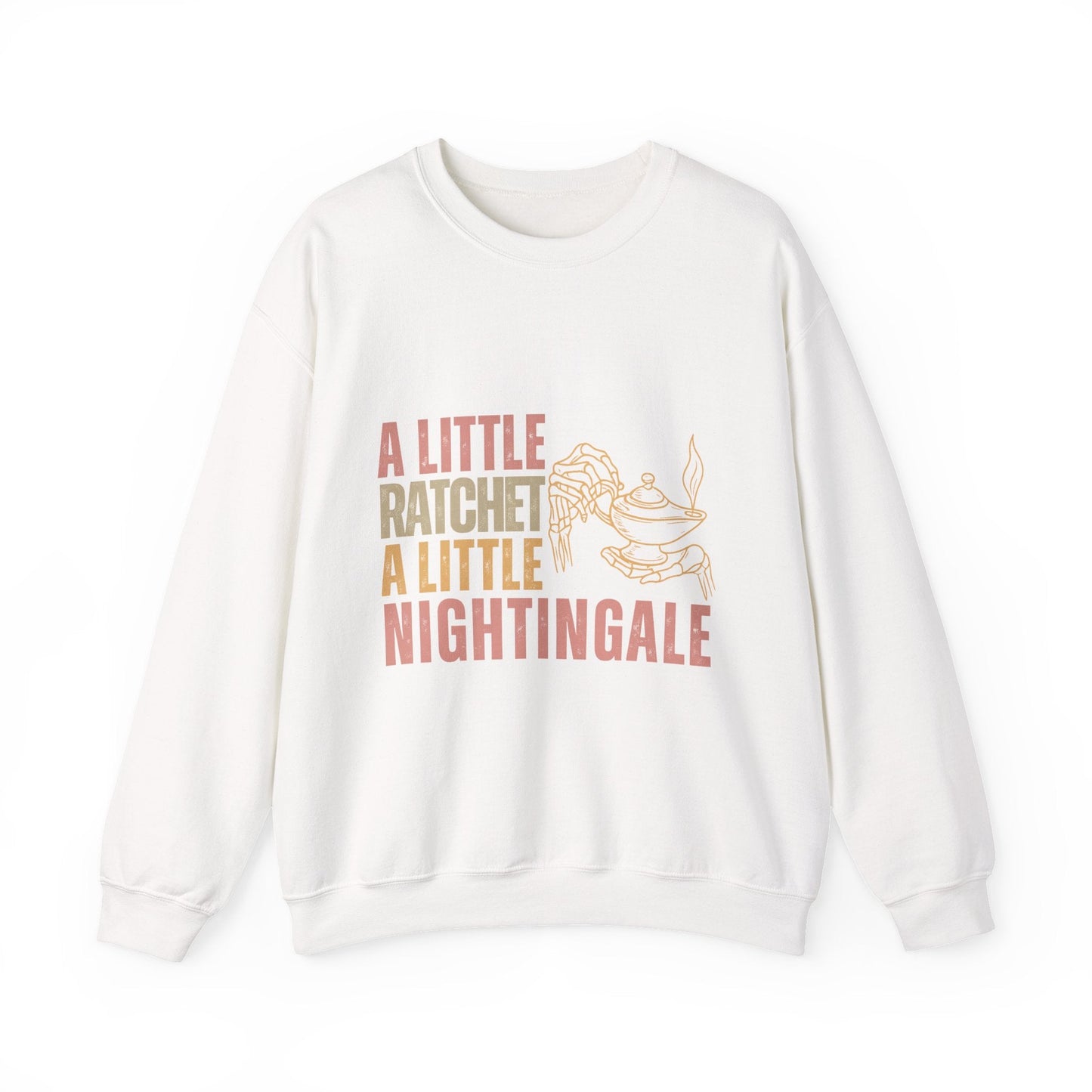 “A Little Ratchet A Little Nightingale” Nurse Sweater White