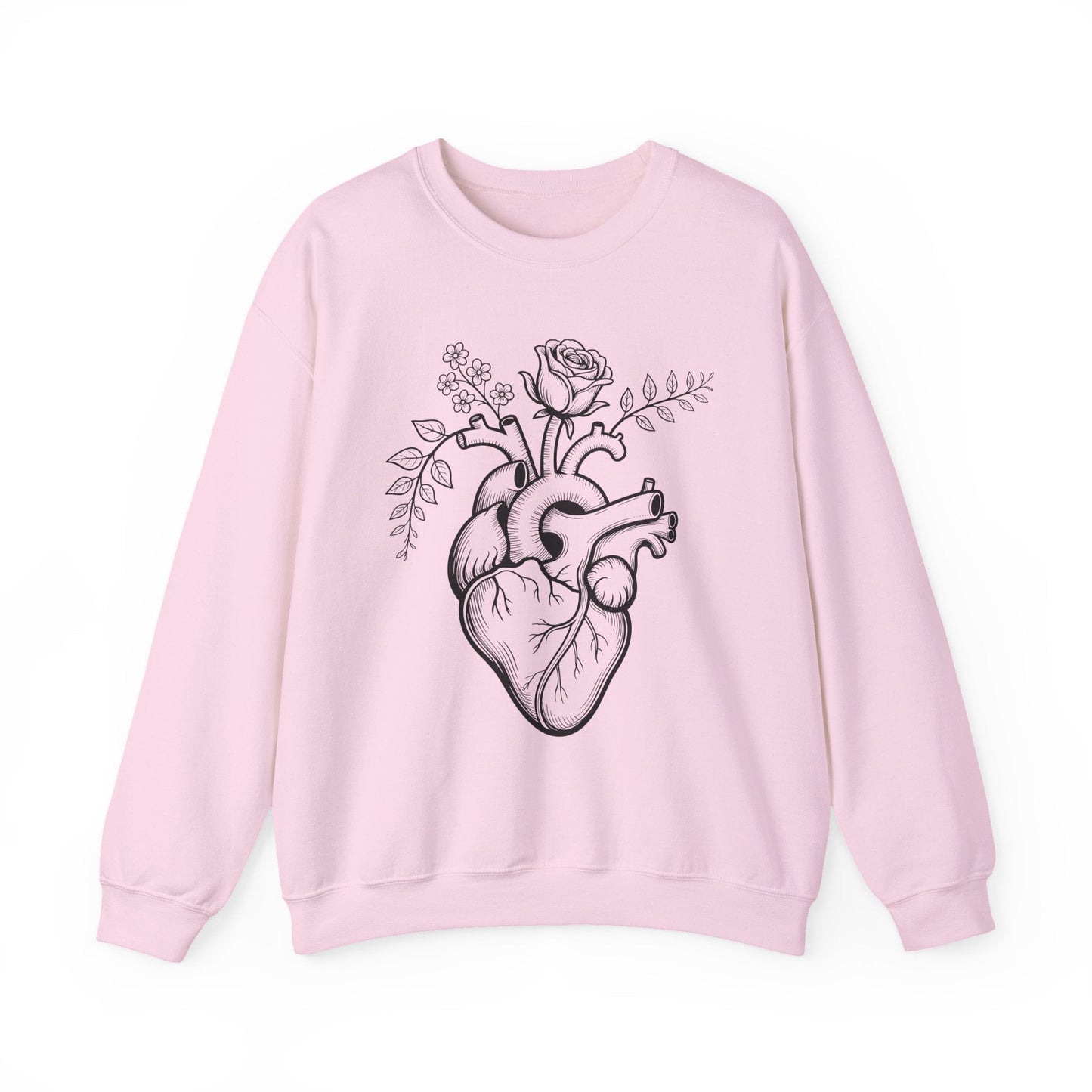 Anatomical Heart Flower Crewneck Sweatshirt Nurse & Healthcare Gift