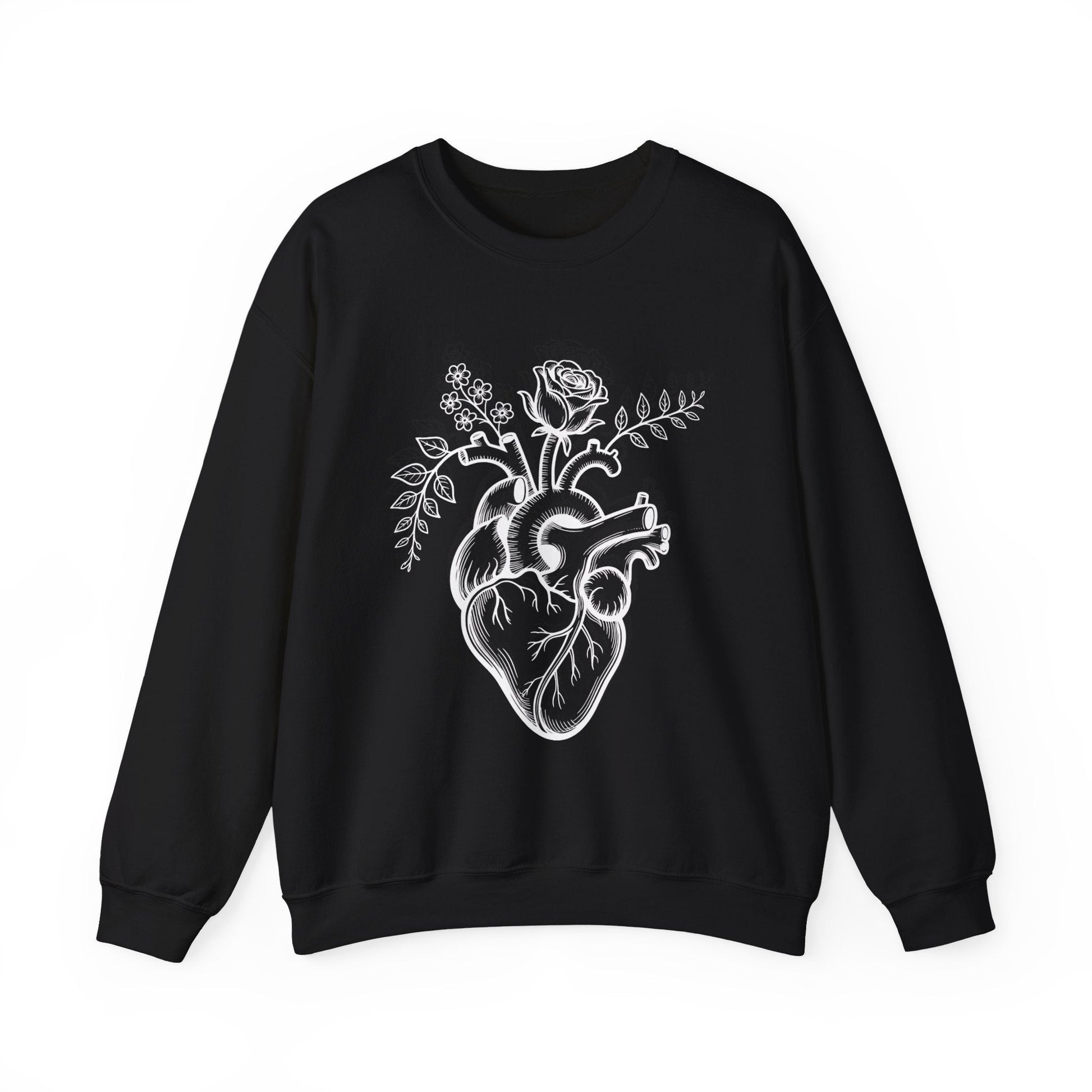 Anatomical Heart Flower Crewneck Sweatshirt Nurse & Healthcare Gift