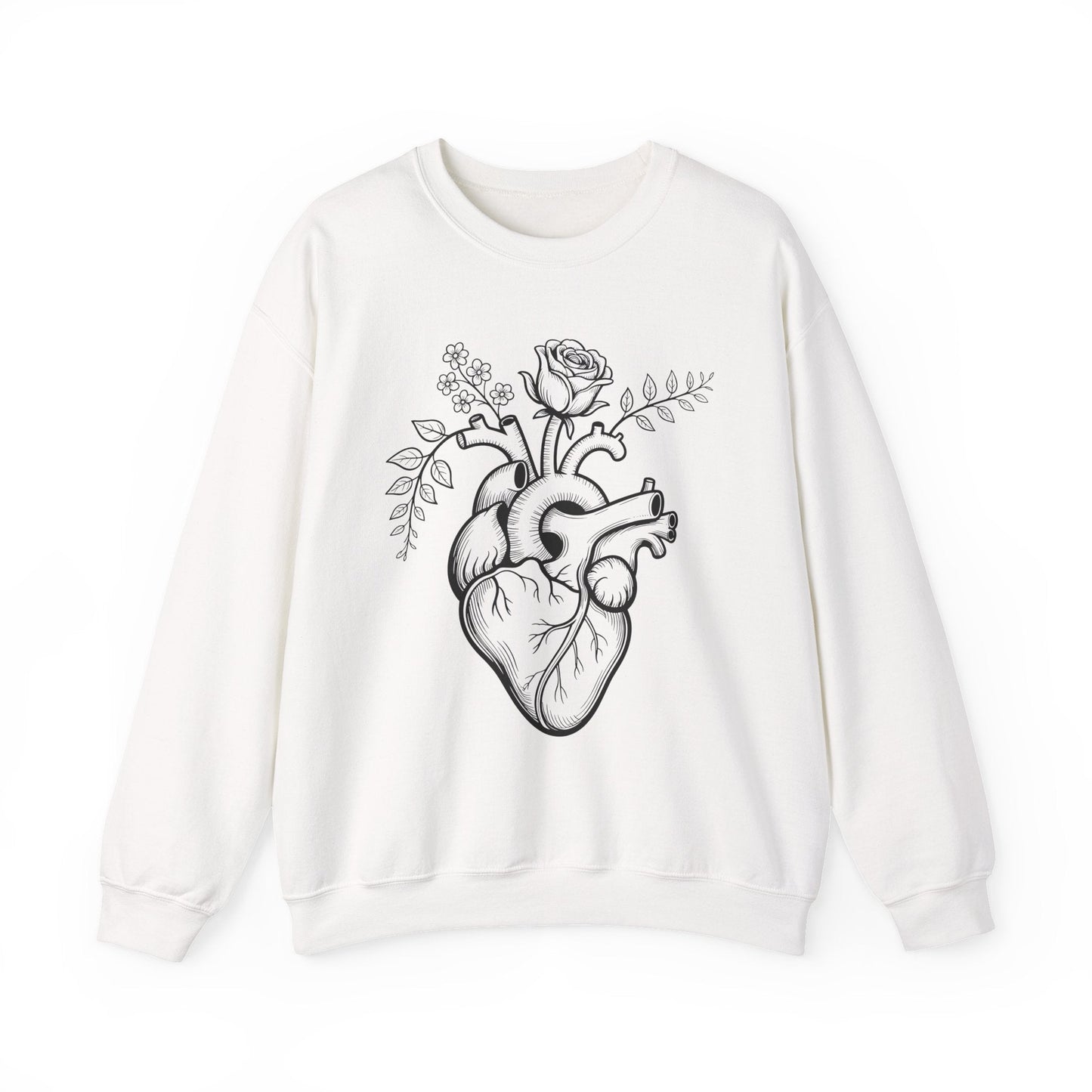 Anatomical Heart Flower Crewneck Sweatshirt Nurse & Healthcare Gift