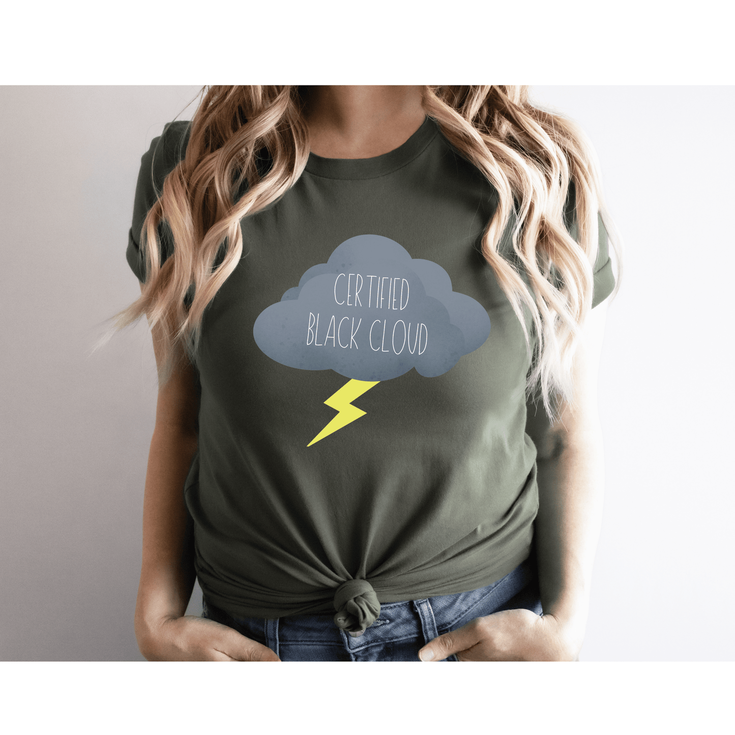 Certified Black Cloud Unisex Adult T-Shirt – Bold & Edgy Healthcare Apparel Military Green