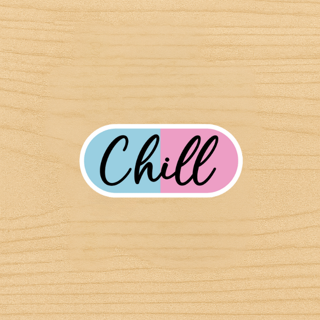 Chill Pill Sticker | Cute Pastel Blue and Pink Vinyl Decal | Aesthetic Laptop Water Bottle Sticker | Funny Mental Health Gift Idea