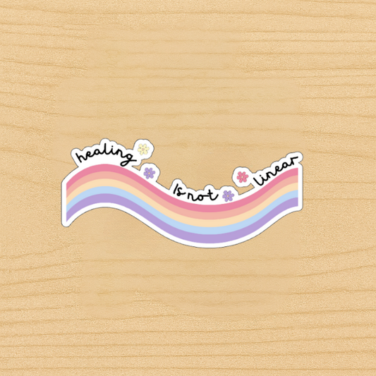Healing Is Not Linear Mental Health Die-Cut Stickers – Encouraging Healthcare Decals for Mental Wellness