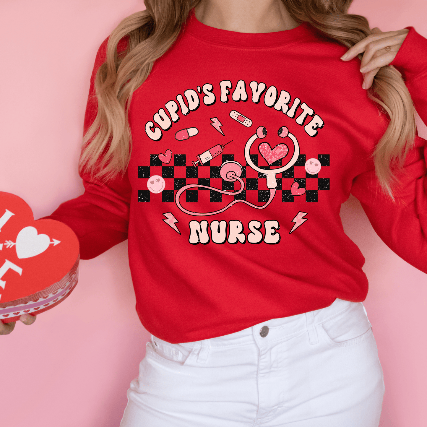 Cupid’s Favorite Nurse Valentine Crewneck Sweatshirt