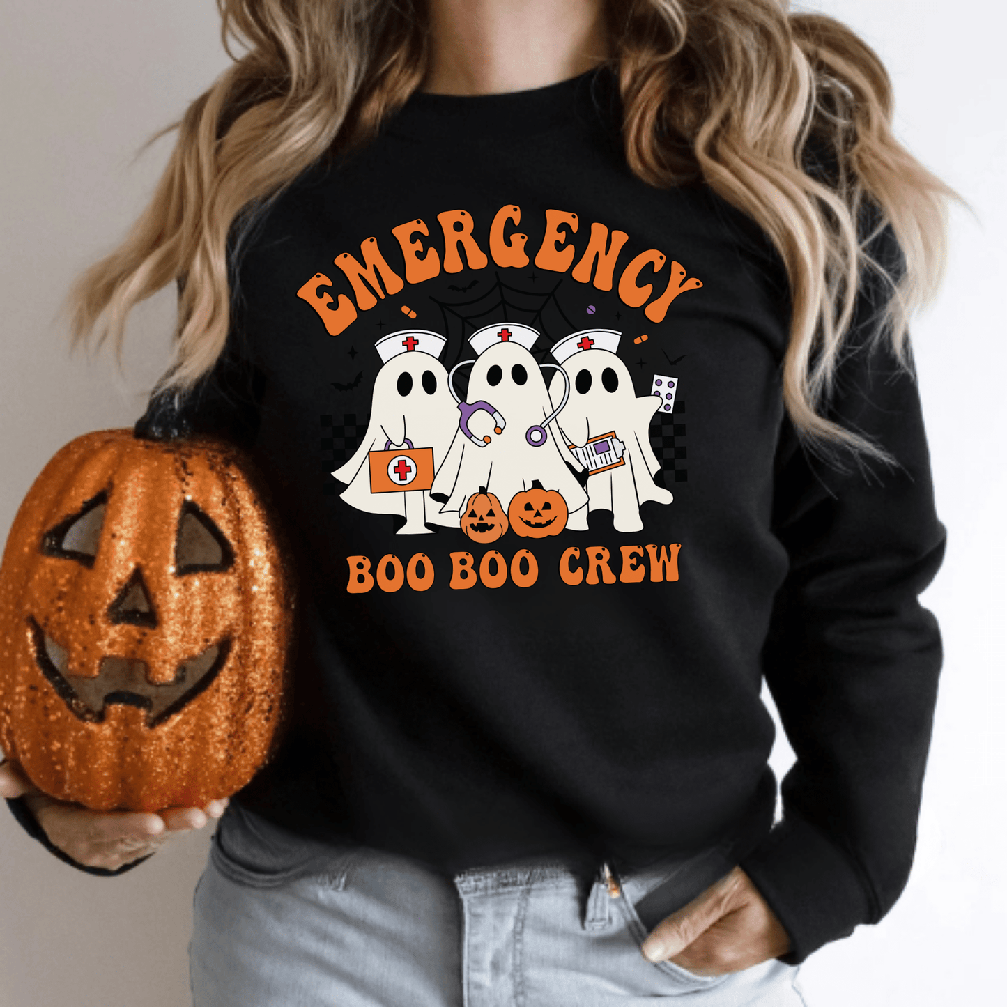 Emergency Boo Boo Crew Halloween Nurse Shirt – Cute Ghost Medical Team Tee for Nurses, EMTs, and Healthcare Workers