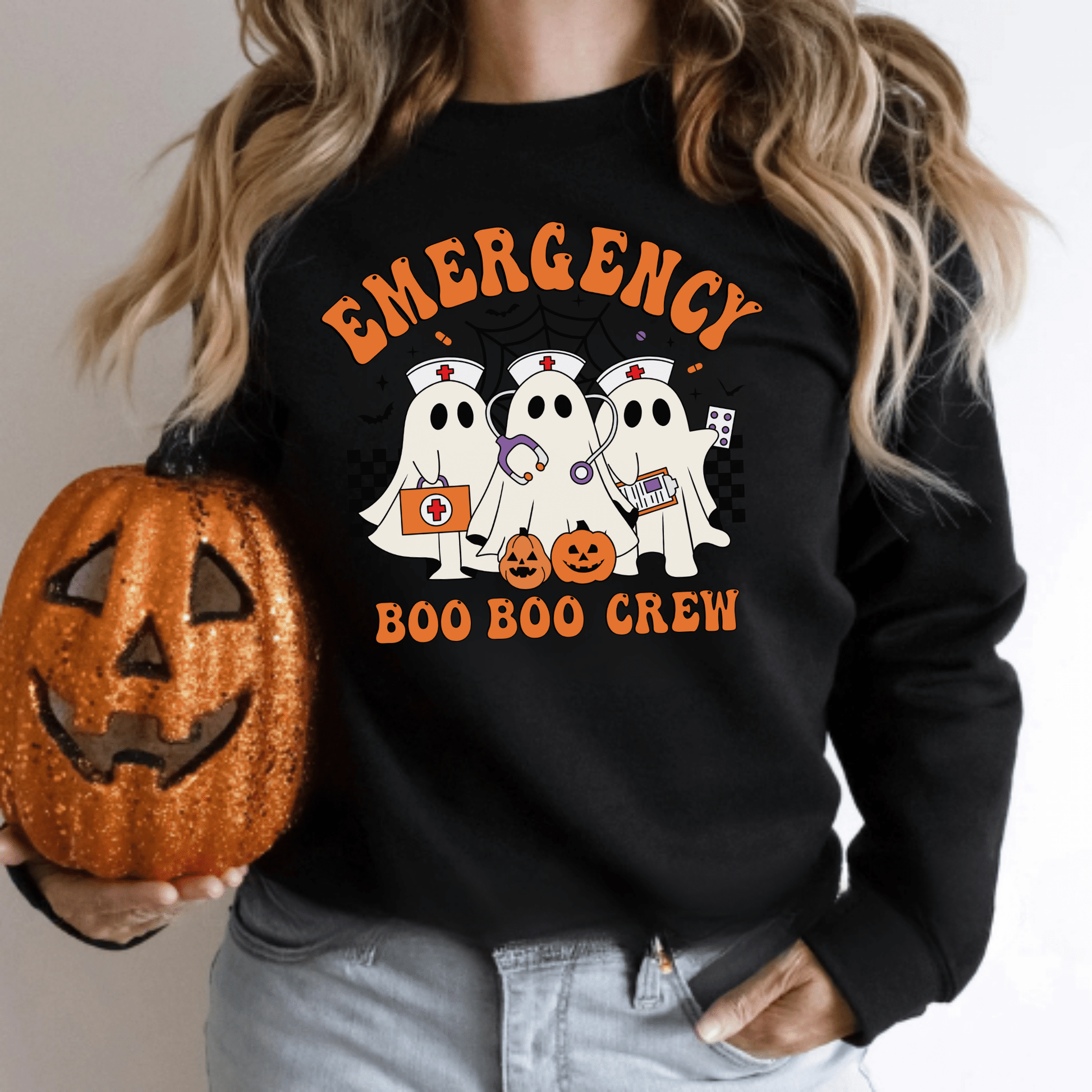 Emergency Boo Boo Crew Halloween Nurse Shirt – Cute Ghost Medical Team Tee for Nurses, EMTs, and Healthcare Workers