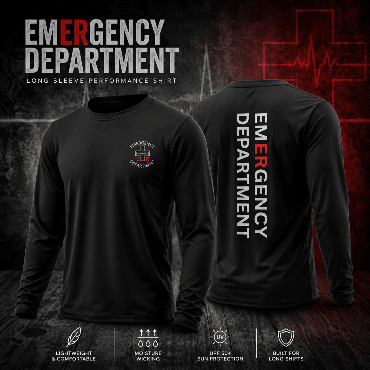 Emergency Department Long Sleeve T-Shirt | Premium ER Nurse, EMT & Paramedic Graphic Tee
