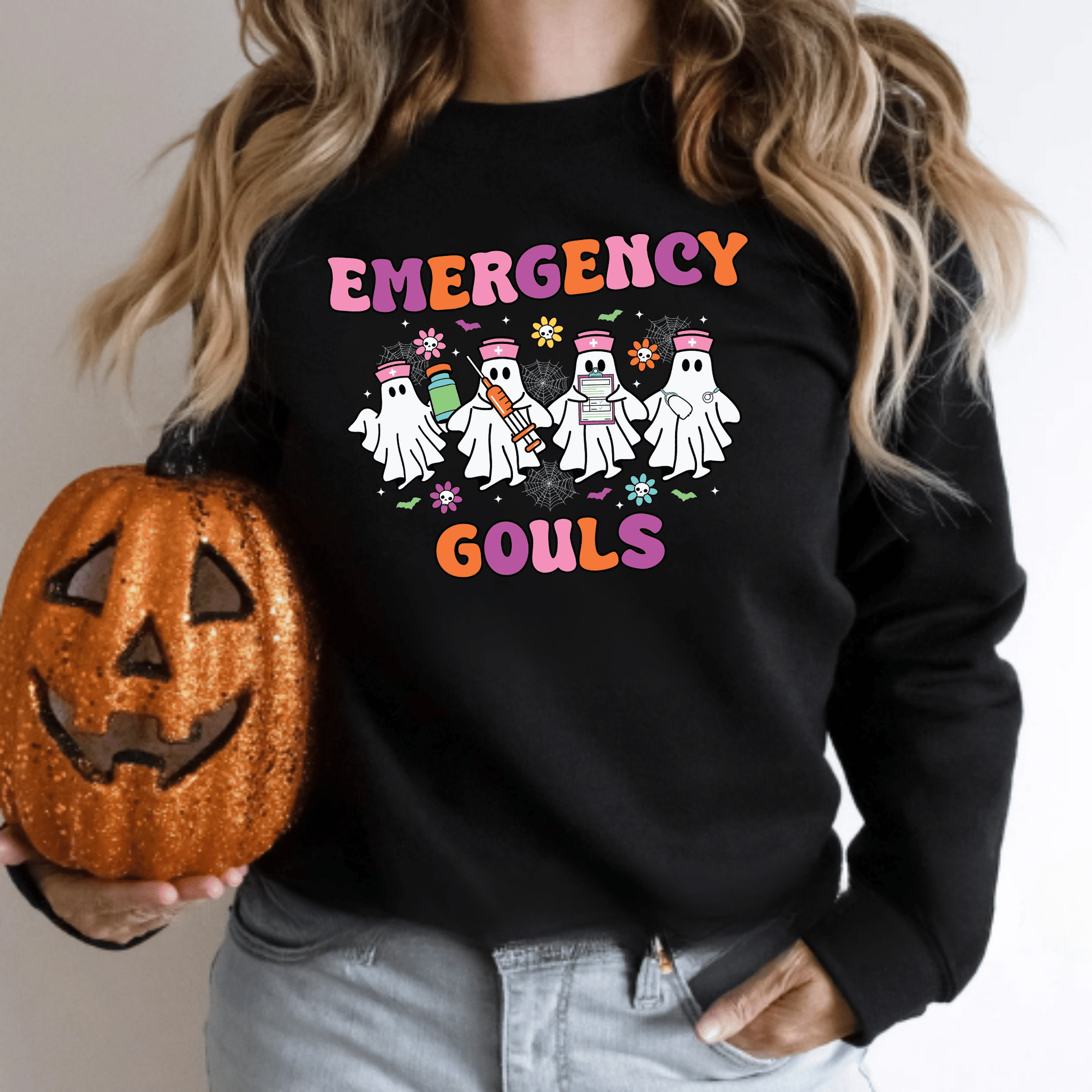 Emergency Ghouls Halloween Nurse Ghost Shirt – Funny Medical Themed Spooky Tee for Women & Healthcare Workers