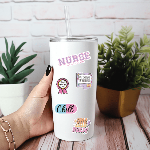 First of All I’m a Delight Nurse Sticker | Funny Raccoon Medical Vinyl Decal | Nursing Humor Gift | Healthcare Worker Laptop Water Bottle