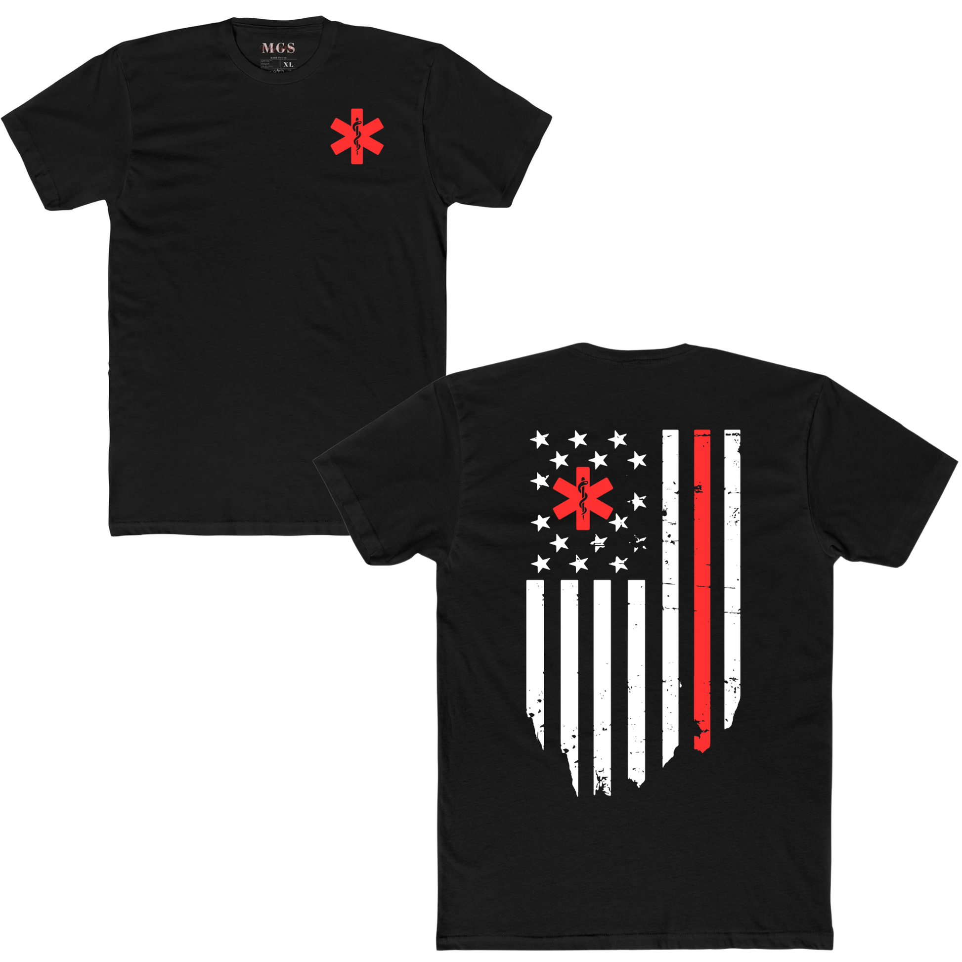 First Responders American Flag EMS Unisex T-Shirt – Patriotic EMS Apparel for Paramedics & EMTs Black
