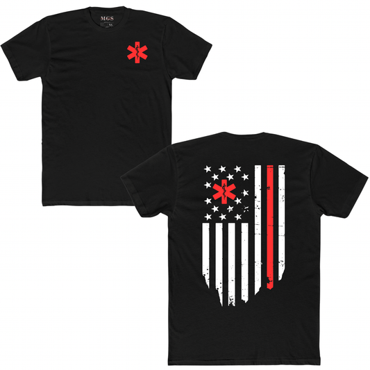 First Responders American Flag EMS Unisex T-Shirt – Patriotic EMS Apparel for Paramedics & EMTs Black
