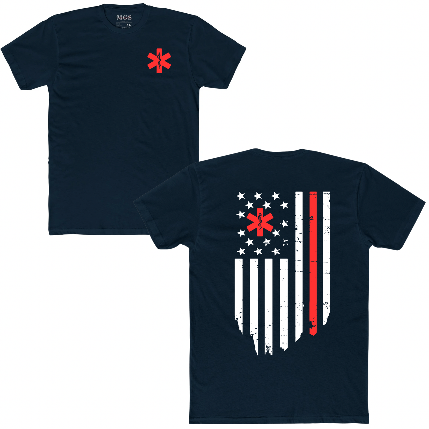 First Responders American Flag EMS Unisex T-Shirt – Patriotic EMS Apparel for Paramedics & EMTs Navy