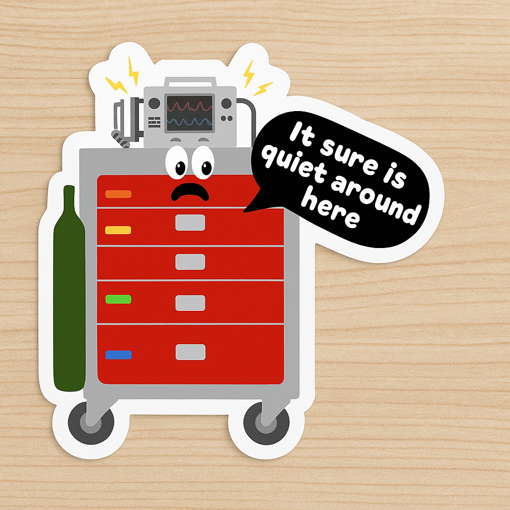 Funny Crash Cart Sticker for Nurses – Cute Medical Humor Decal for Healthcare Workers, EMTs & ER Staff