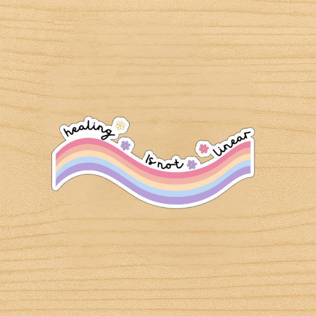 Healing Is Not Linear Mental Health Die-Cut Stickers – Encouraging Healthcare Decals for Mental Wellness