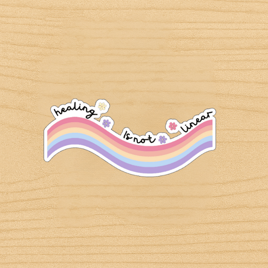 Healing Is Not Linear Mental Health Die-Cut Stickers – Encouraging Healthcare Decals for Mental Wellness