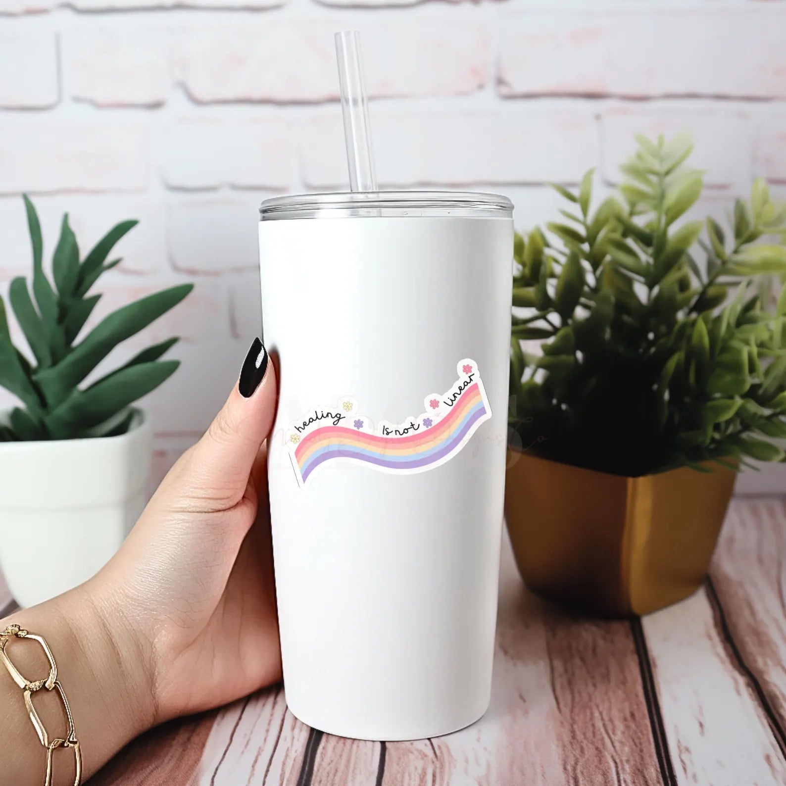 Healing Is Not Linear Mental Health Die-Cut Stickers – Encouraging Healthcare Decals for Mental Wellness