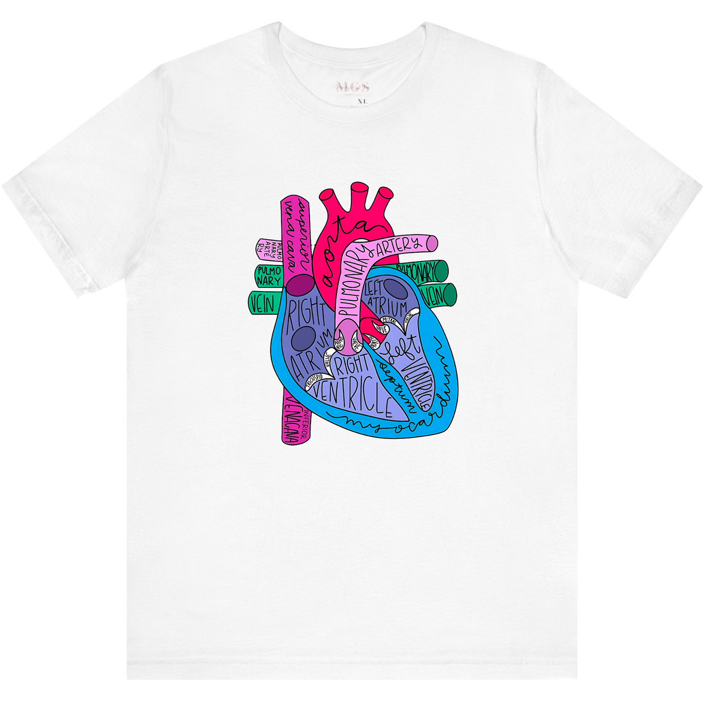 Heart Anatomy T-Shirt – Educational & Stylish Medical Apparel for Healthcare Professionals White