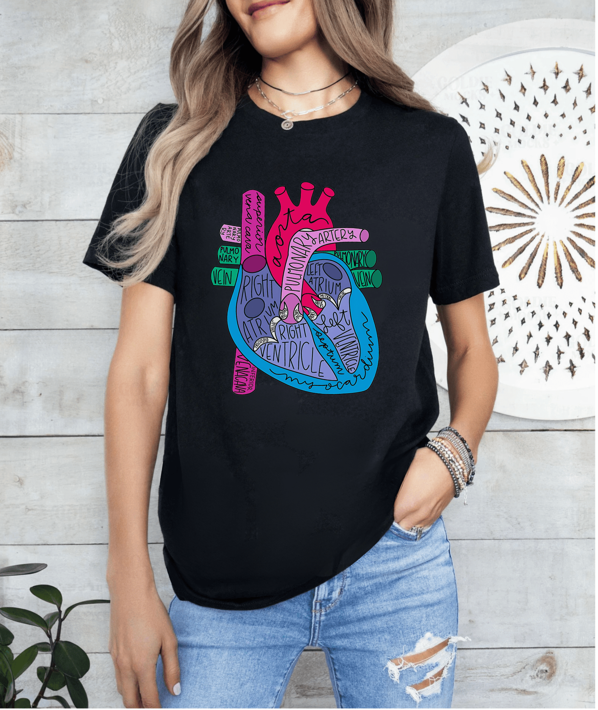 Heart Anatomy T-Shirt – Educational & Stylish Medical Apparel for Healthcare Professionals Black
