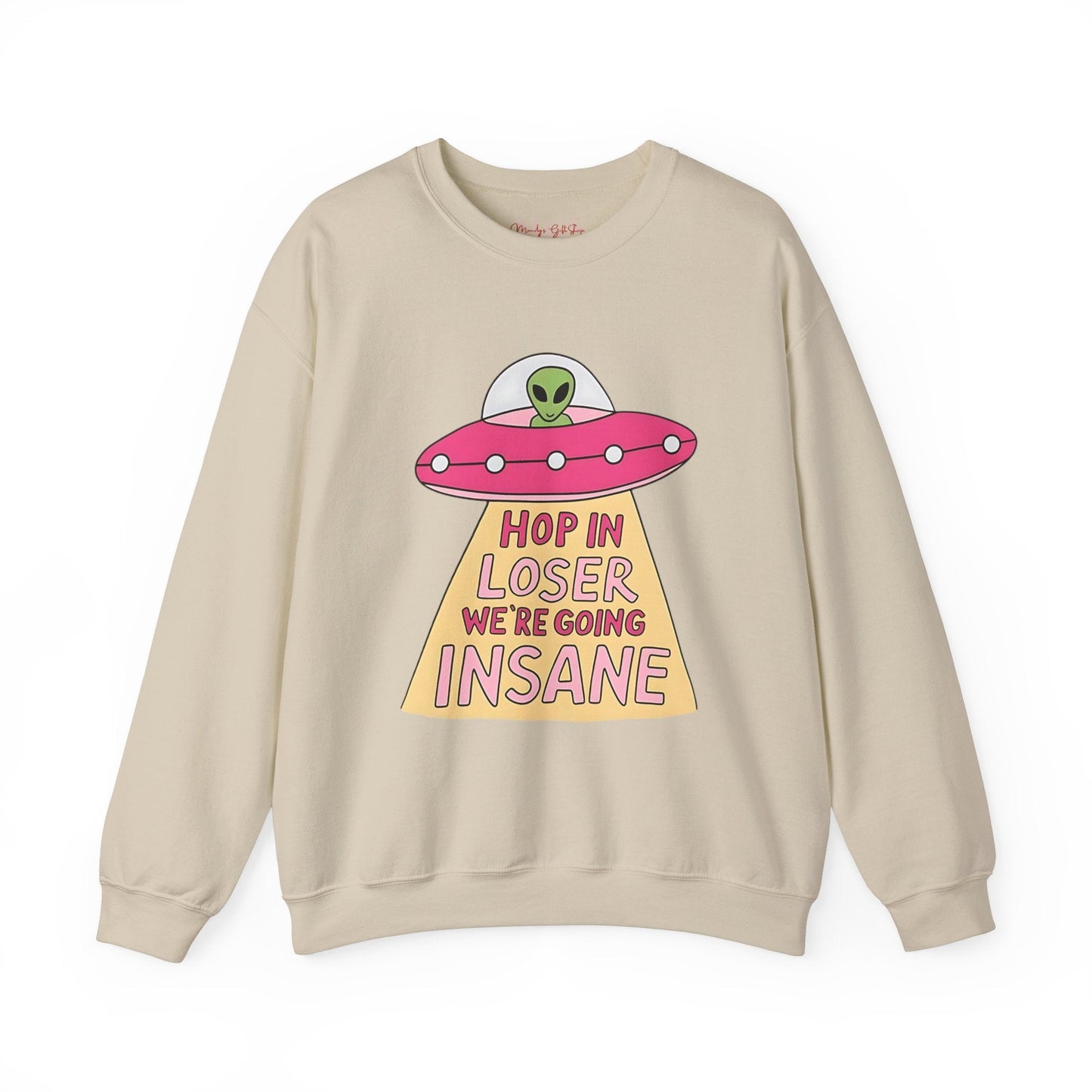Hop in Bestie, We’re Going Insane Heavy Blend™ Crewneck Sweatshirt – Funny & Cozy Healthcare Apparel Sand