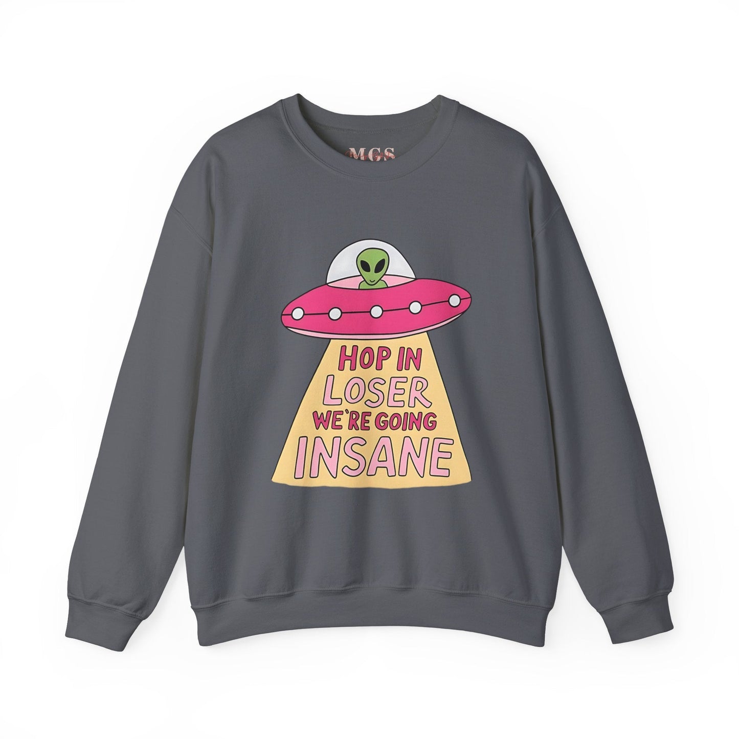 Hop in Bestie, We’re Going Insane Heavy Blend™ Crewneck Sweatshirt – Funny & Cozy Healthcare Apparel Charcoal