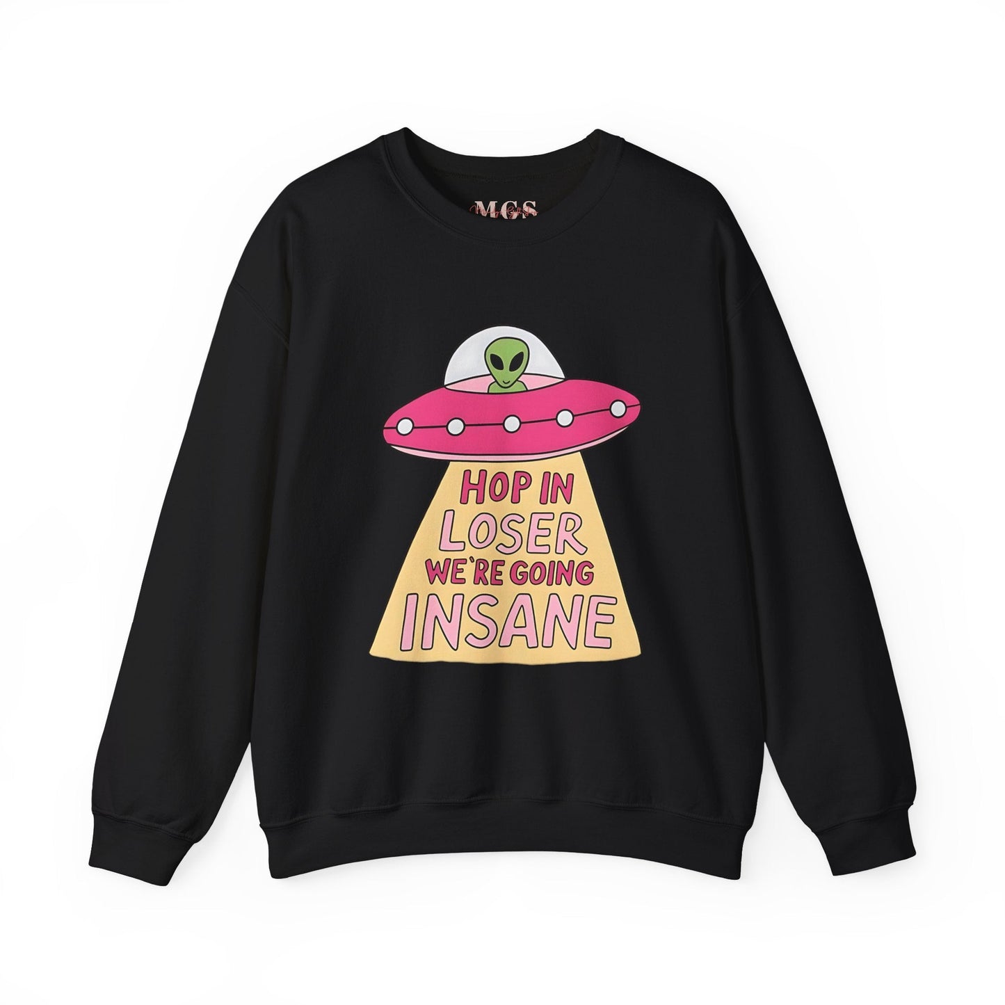Hop in Bestie, We’re Going Insane Heavy Blend™ Crewneck Sweatshirt – Funny & Cozy Healthcare Apparel Black