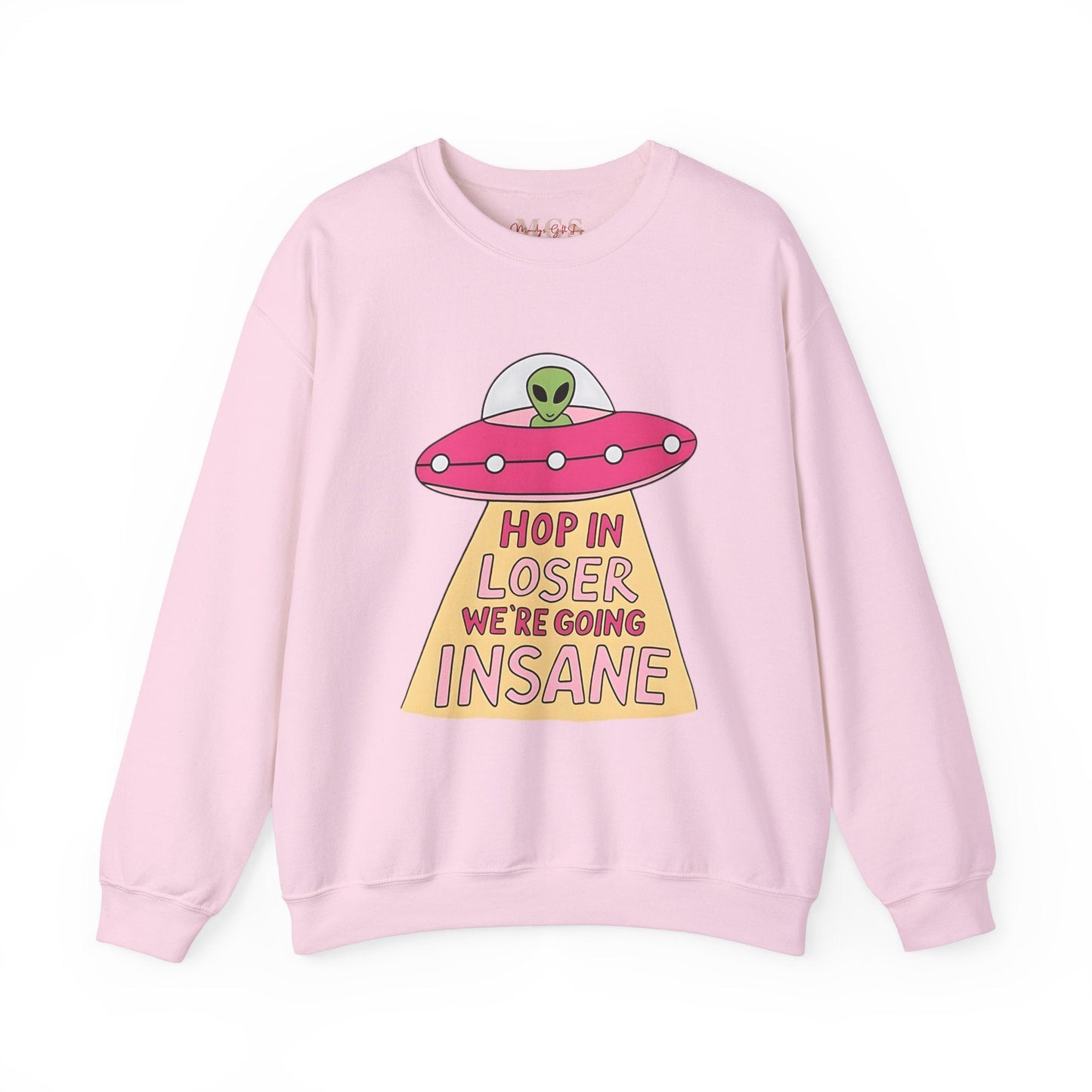 Hop in Bestie, We’re Going Insane Heavy Blend™ Crewneck Sweatshirt – Funny & Cozy Healthcare Apparel Light Pink