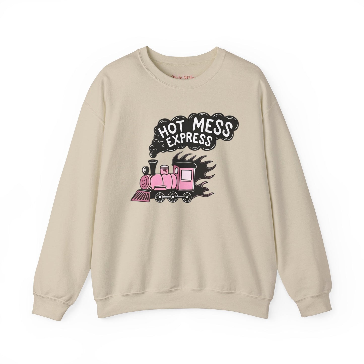 Hot Mess Express Heavy Blend™ Crewneck Sweatshirt – Funny & Cozy Healthcare Apparel Sand