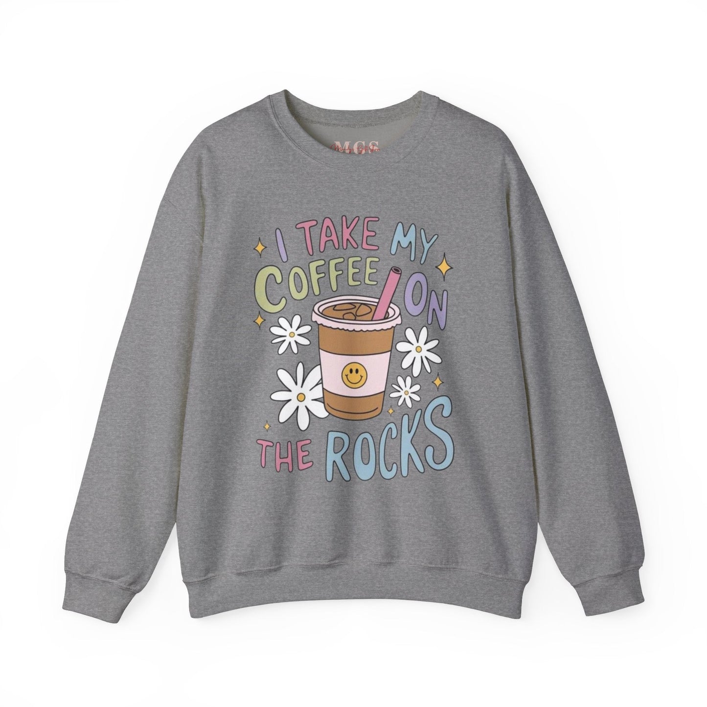 I Take My Coffee on The Rocks Heavy Blend™ Crewneck Sweatshirt – Cozy & Funny Healthcare Apparel Graphite Heather