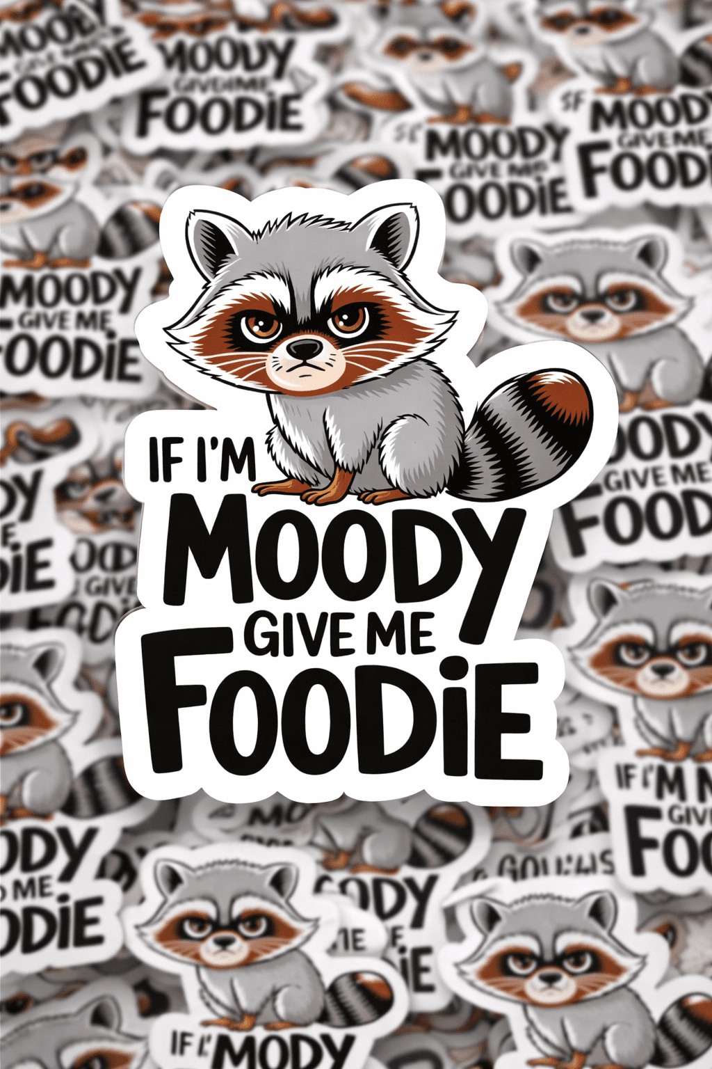 If I’m Moody, Give Me Foodie – Funny Food & Mood Vinyl Sticker, Relatable Humor Sticker, Laptop, Water Bottle, or Gift Sticker