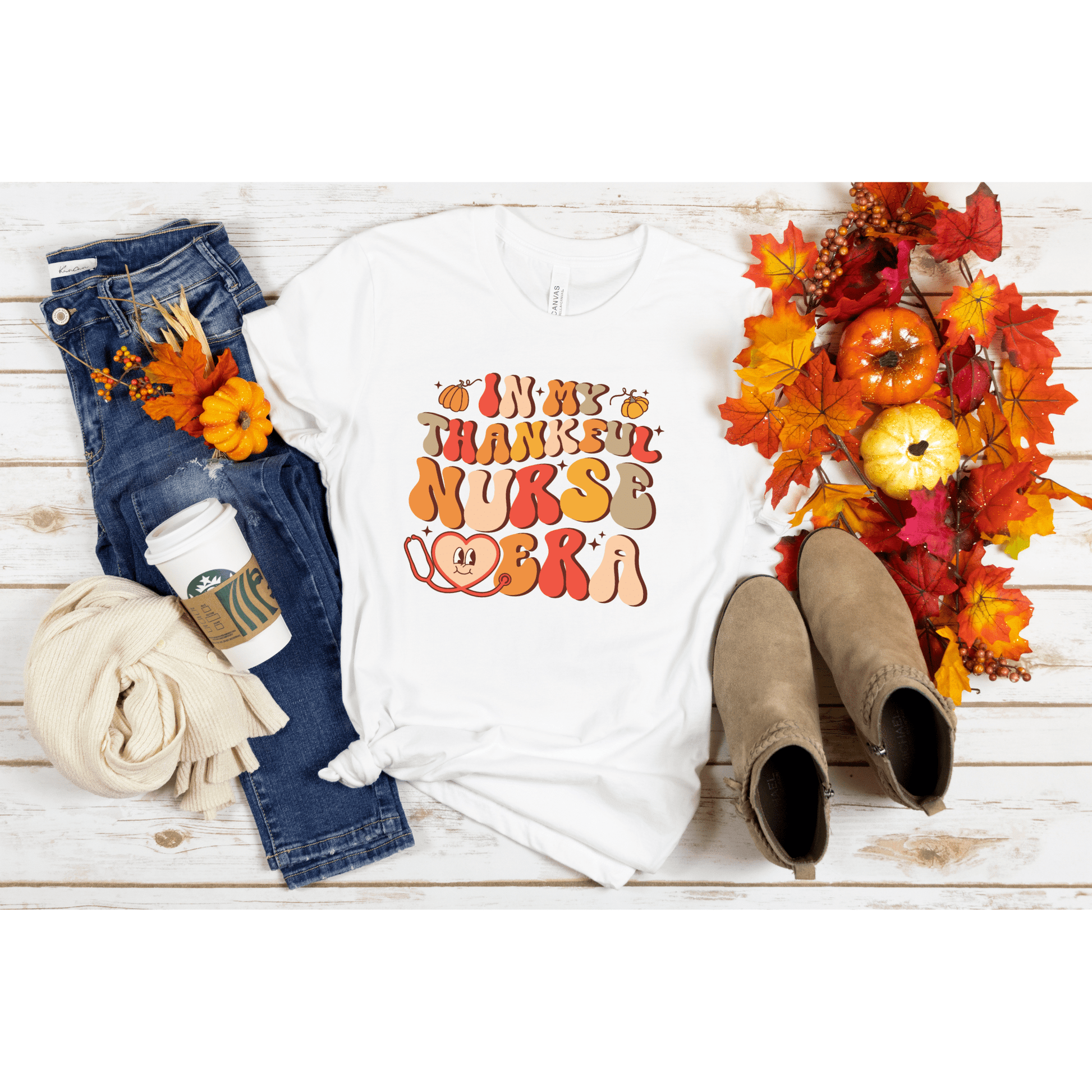 In My Thankful Nurse Era T-Shirt – Cute Thanksgiving Nurse Tee | Retro Fall Graphic Shirt for Healthcare Workers & Nurses