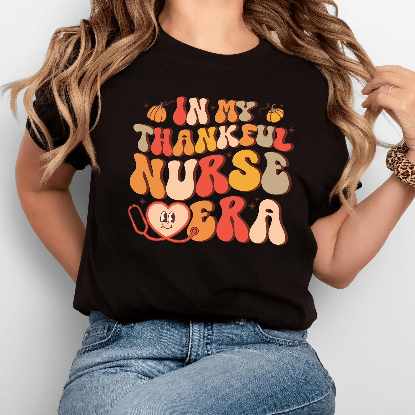 In My Thankful Nurse Era T-Shirt – Cute Thanksgiving Nurse Tee | Retro Fall Graphic Shirt for Healthcare Workers & Nurses
