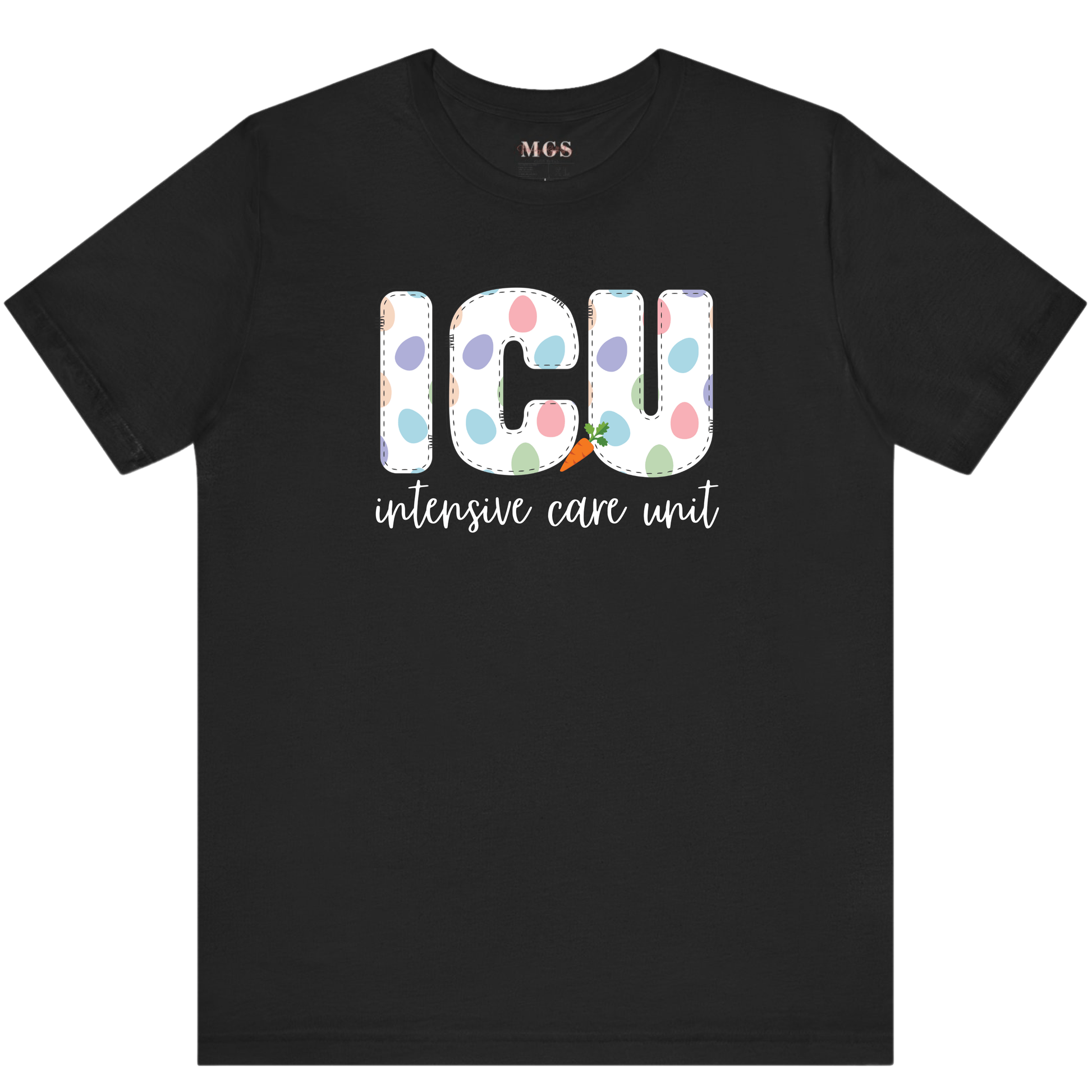 Intensive Care Unit (ICU) Easter Tee – Festive Healthcare Shirt for ICU Nurses & Medical Staff Black