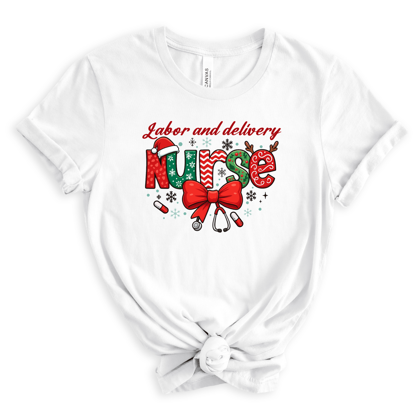 Labor and Delivery Nurse Christmas Shirt – Funny Holiday Nurse Tee for L&D Nurses, OB Staff & Healthcare Workers | Festive Medical Christmas Gift Short